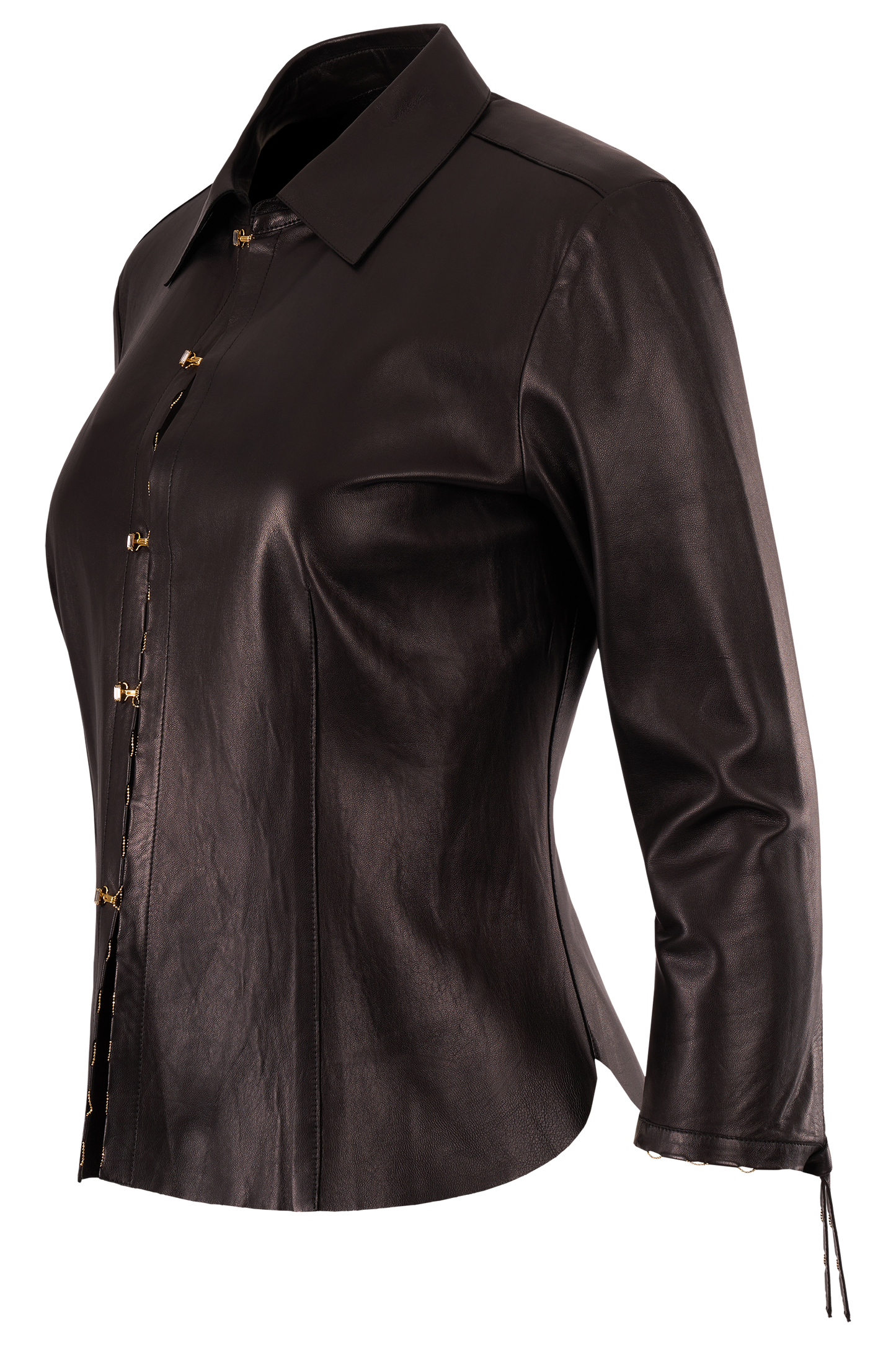 Vintage  Roberto Cavalli 2000's Black Leather Shirt
