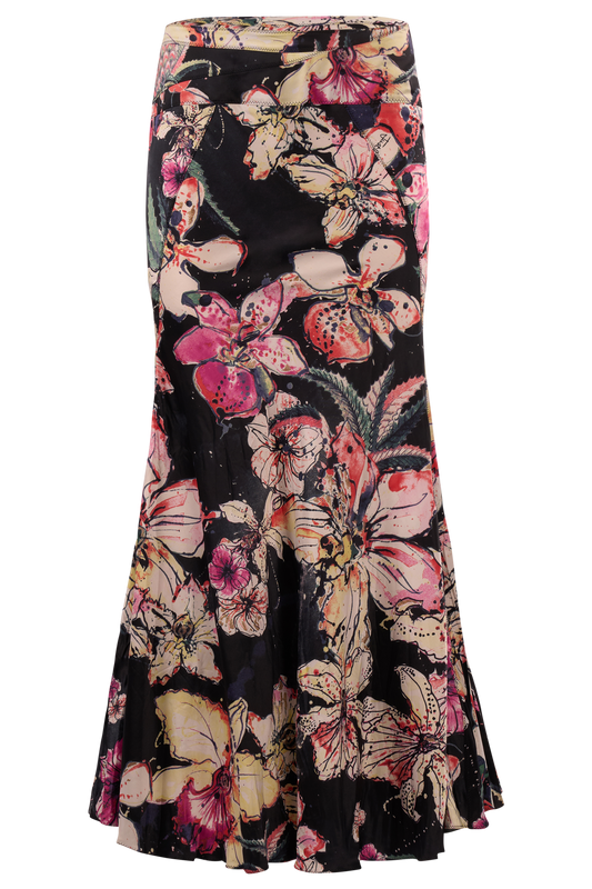 Vintage 2005 Just Cavalli Black Floral Mermaid Maxi Skirt