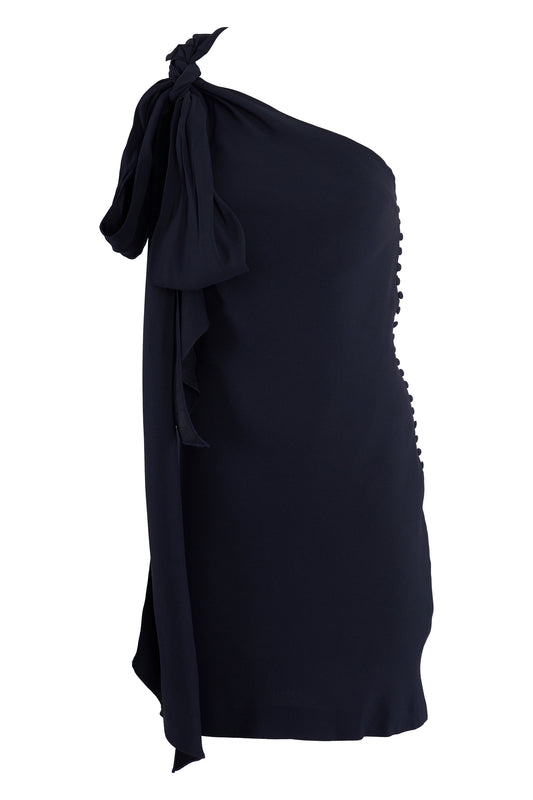 Vintage 2000's Christian Dior Navy Bias Tie Up Dress