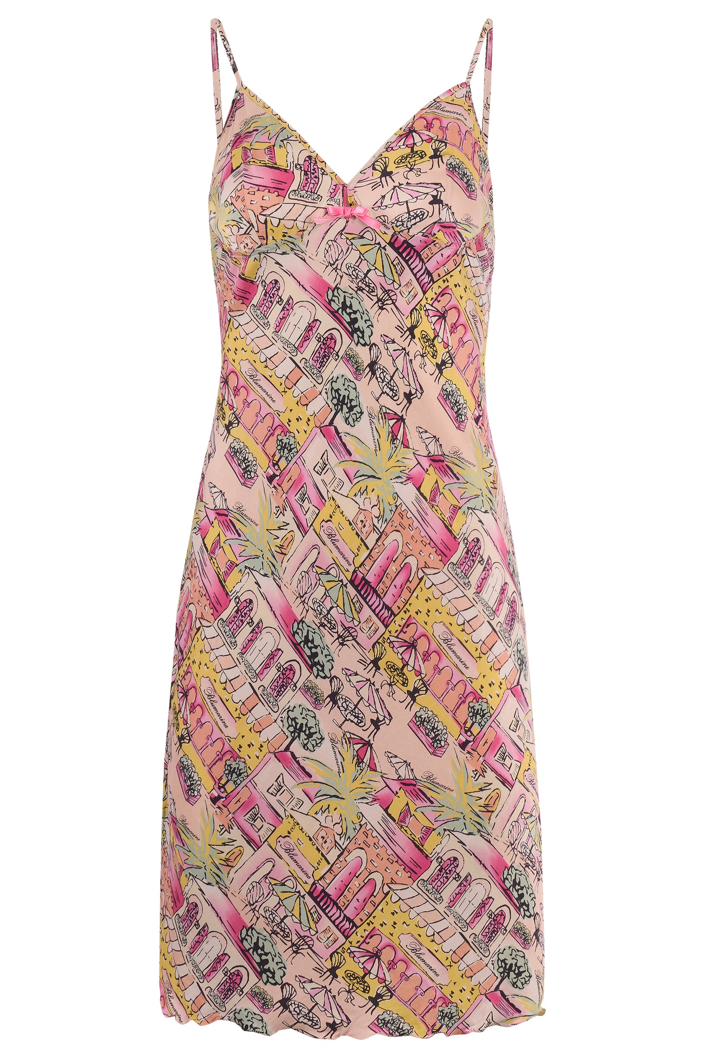 Vintage Blumarine 2000's Silk Pink Print Mini Dress