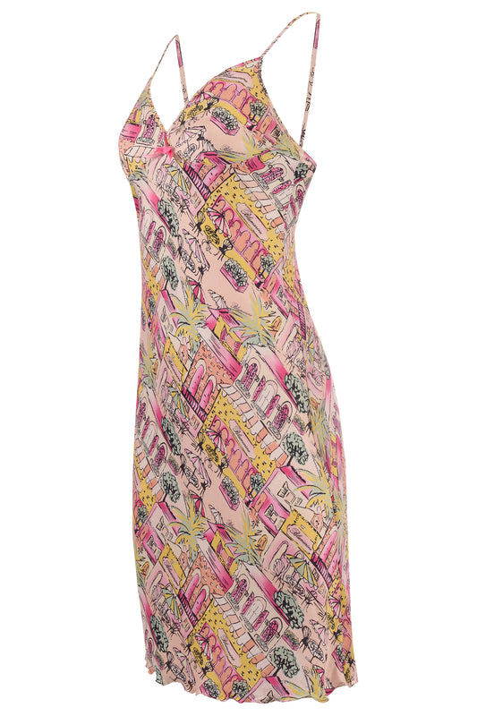 Vintage Blumarine 2000's Silk Pink Print Mini Dress