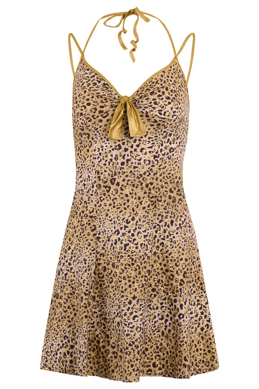 Vintage Blumarine 2000's Animal Print Gold Mini Dress