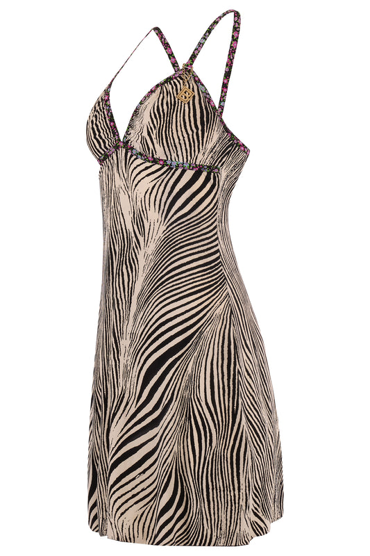 Vintage Blumarine 2000's Zebra Print Mini Dress