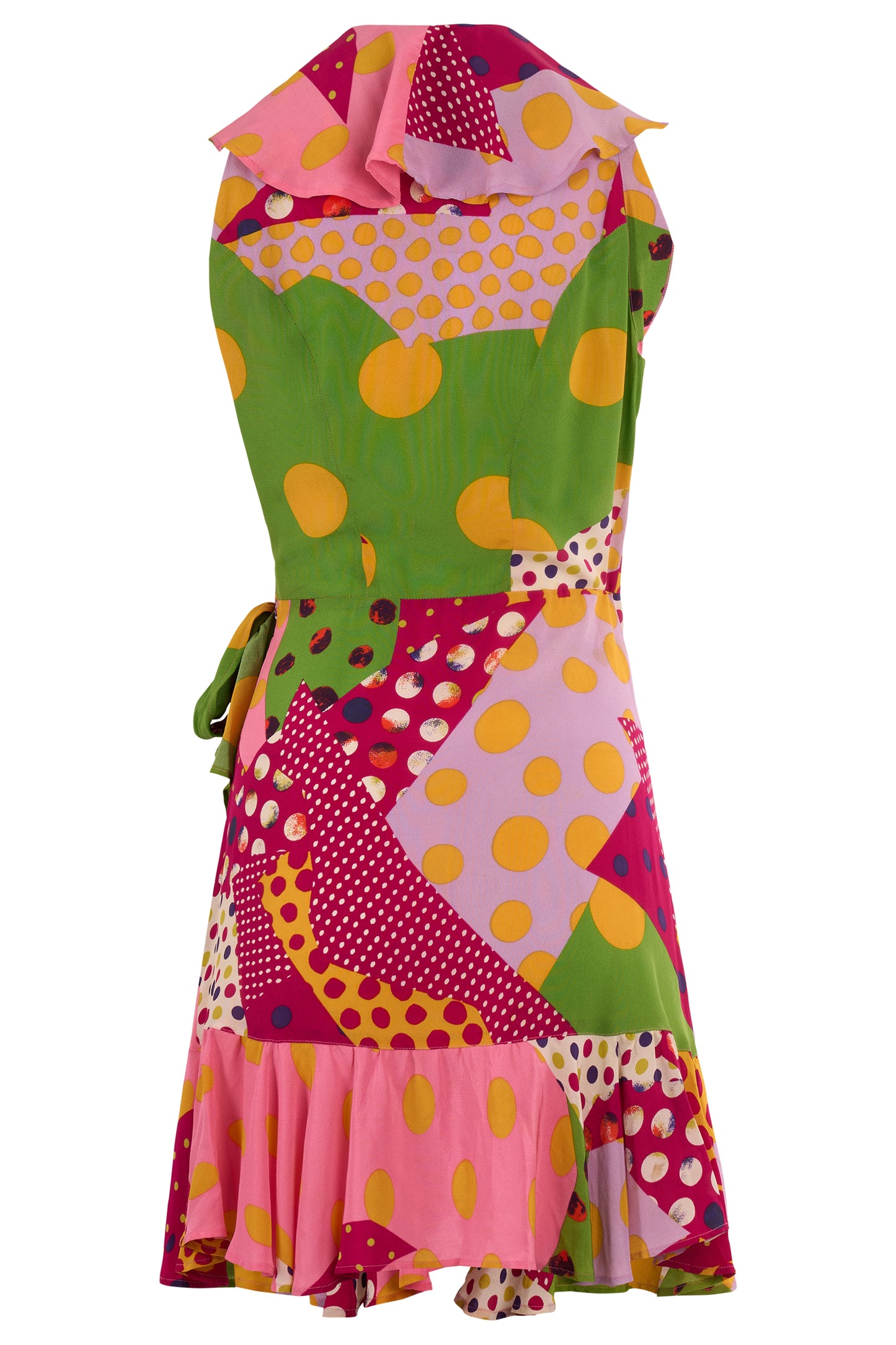 Vintage 2000's Bazar By Christian Lacroix Polka Dots Patchwork Wrap Dress