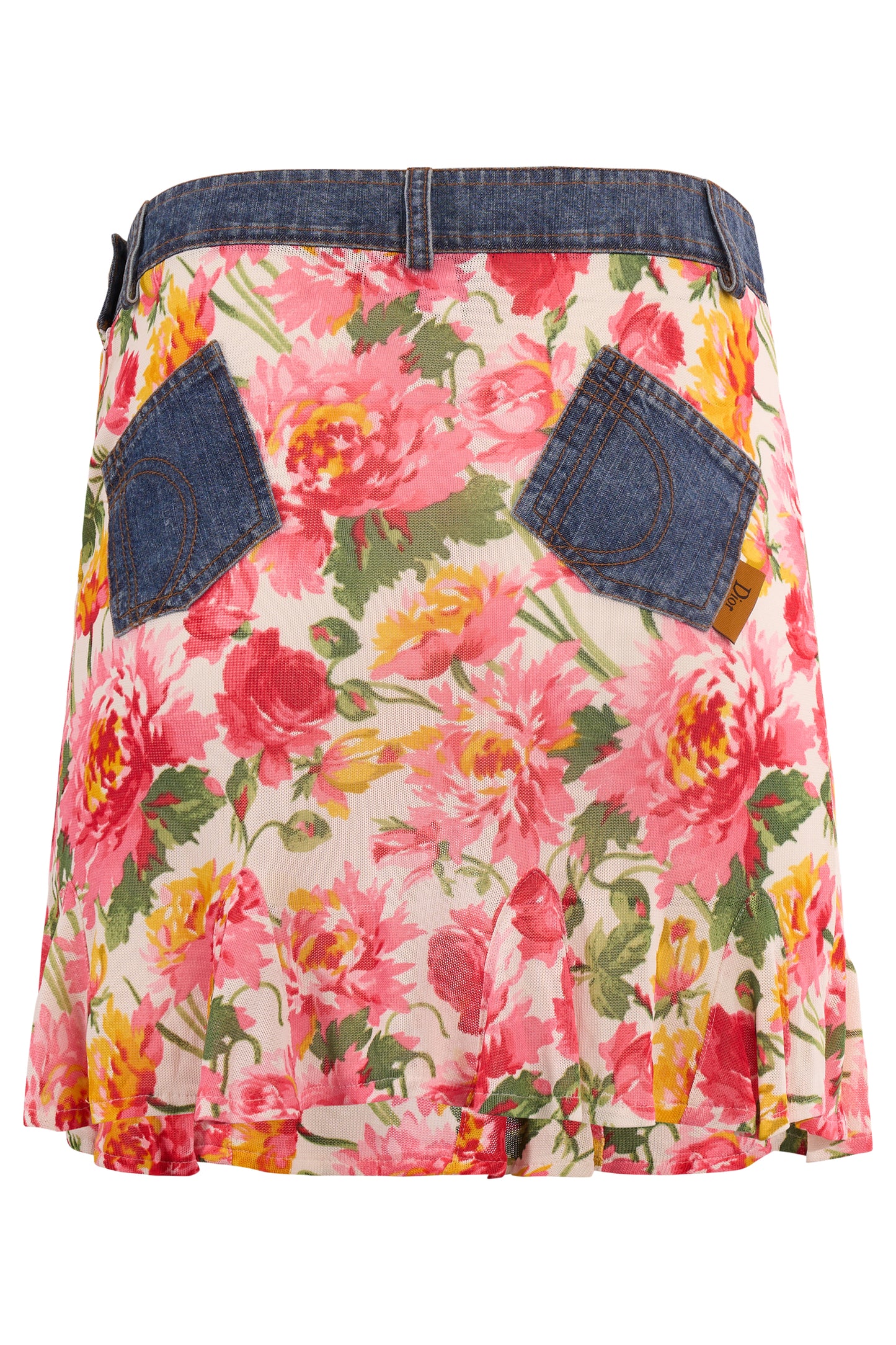 Vintage Christian Dior 2000's Floral Print Denim Skirt Set