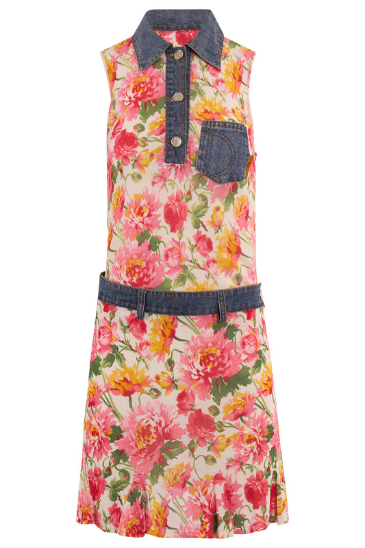 Vintage Christian Dior 2000's Floral Print Denim Skirt Set