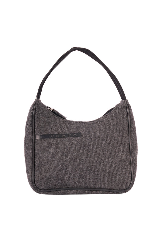 Vintage 1999 Dark Grey Wool Hobo Bag