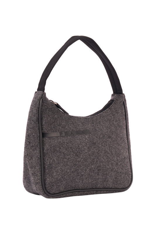 Vintage 1999 Dark Grey Wool Hobo Bag