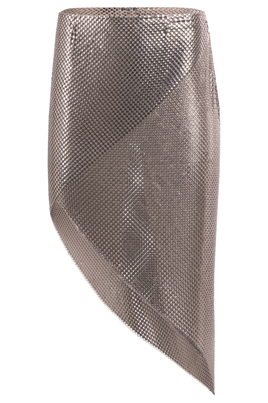Vintage 2000's Paco Rabanne Silver Chain Mail Asymmetric Skirt