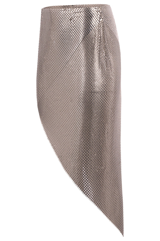 Vintage 2000's Paco Rabanne Silver Chain Mail Asymmetric Skirt