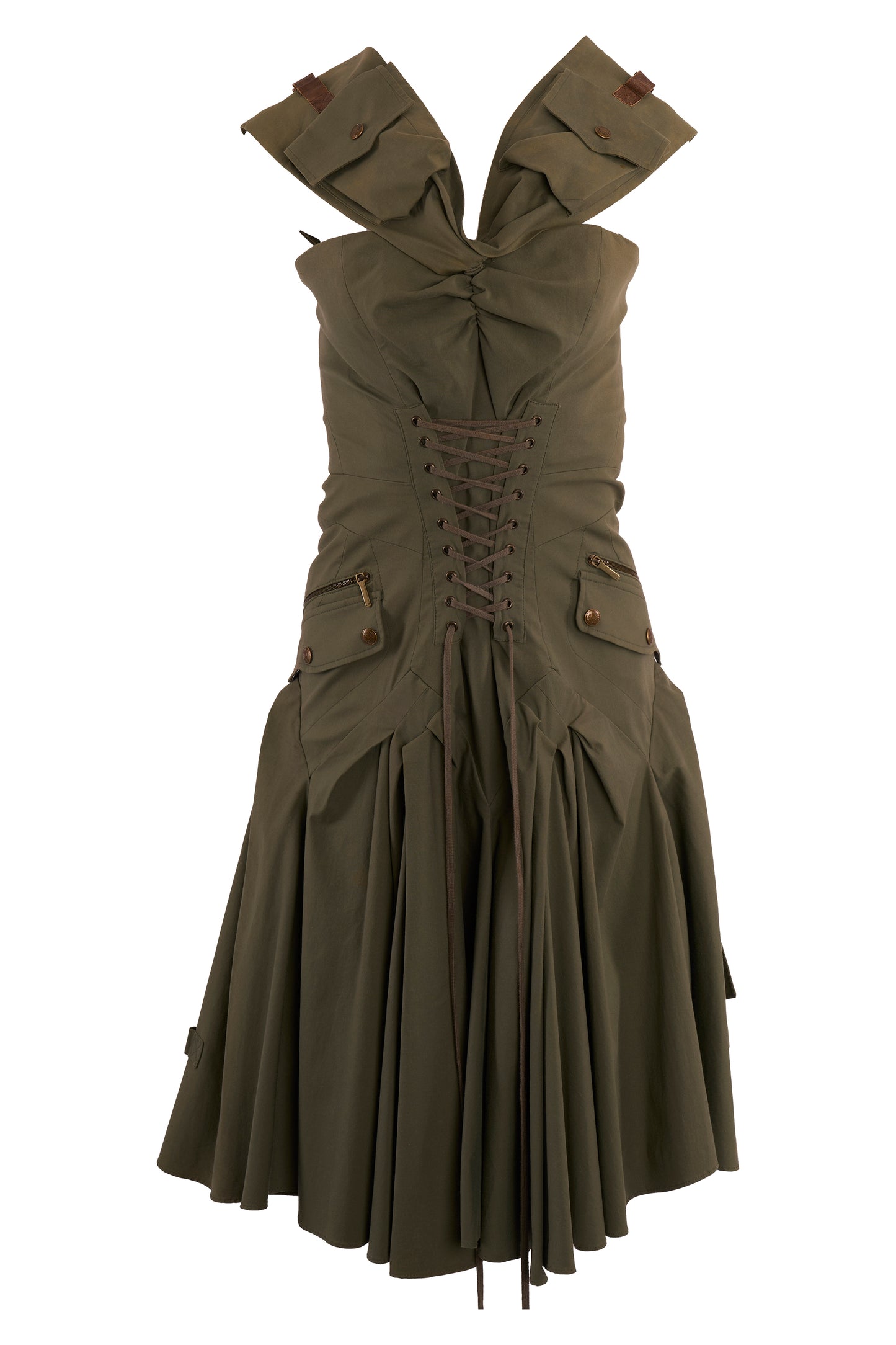 Vintage Christian Dior S/S 2003 Khaki Green Cargo Dress