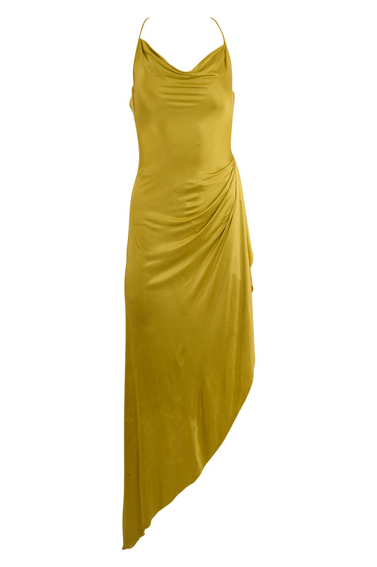 Emmanuel Ungaro F/W 2000's Chartreuse  Asymmetric Gown