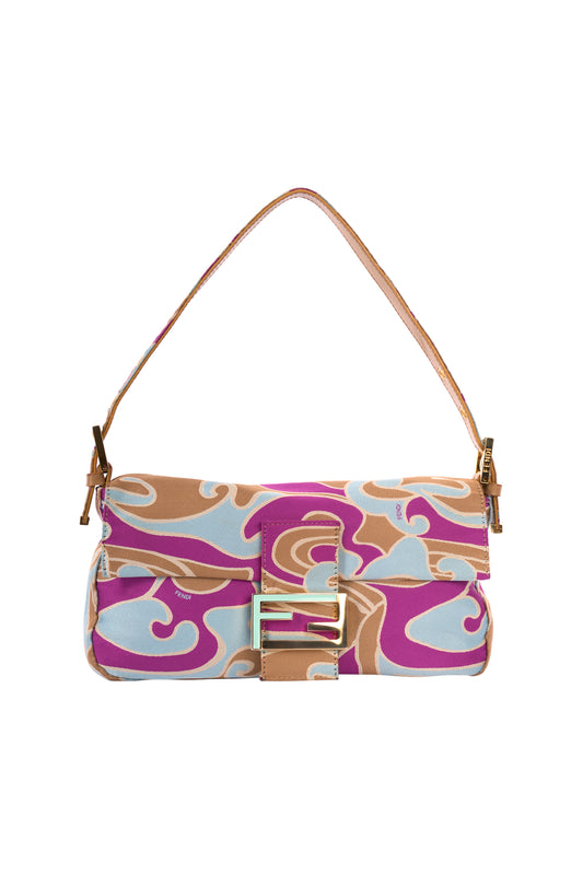 Vintage 1990's Psychedelic Satin Swirl Print Baguette Bag