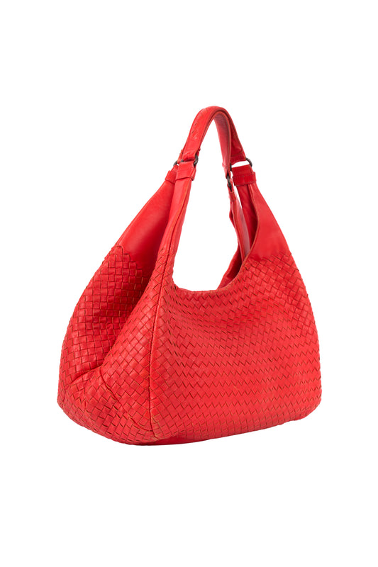 Orange Leather Hobo Cabas Bag