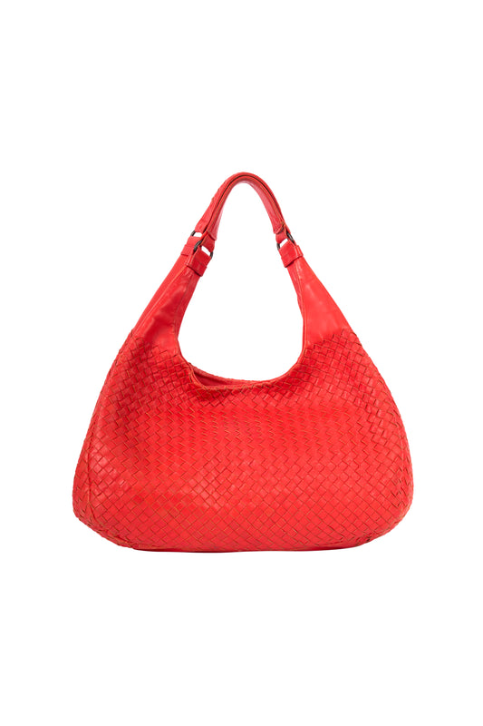 Orange Leather Hobo Cabas Bag