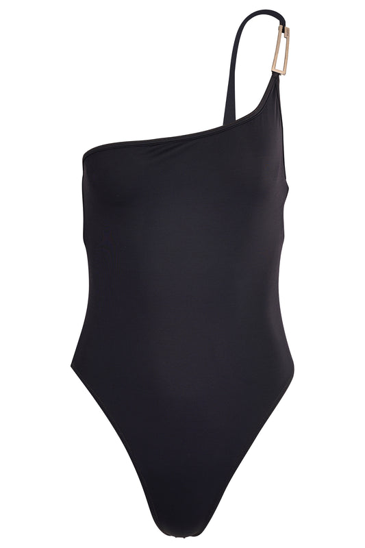 Vintage Gucci by Tom Ford S/S 1998 Navy Blue One Shoulder Swimsuit