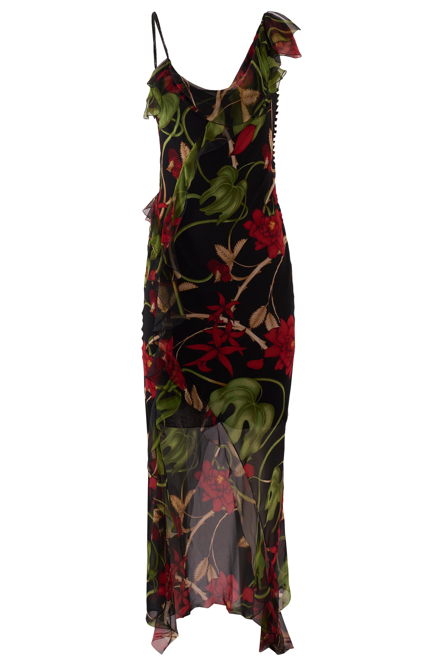 Vintage F/W 2002 Christian Dior by John Galliano Floral Bias Cut Silk Gown