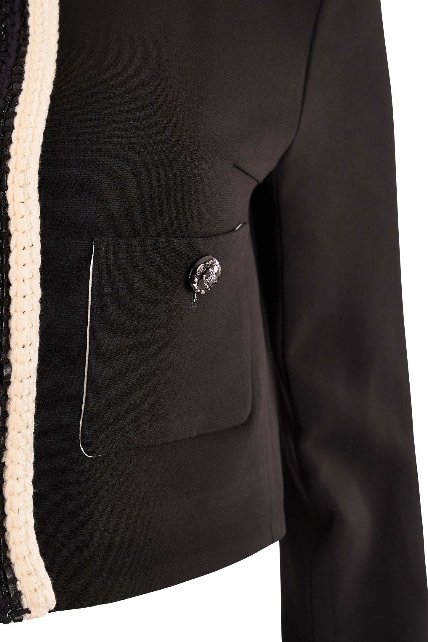 Chanel 2022 Cruise Black Braided Fitted Bolero Jacket