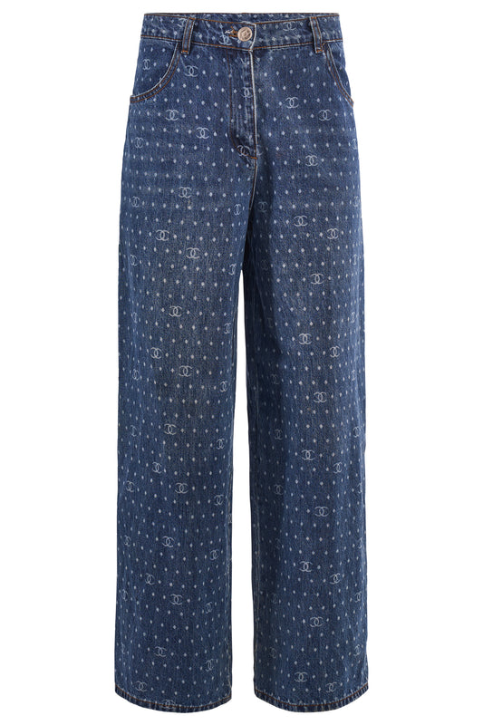 Chanel Circa 2000's Wide Leg Denim "CC" Jeans