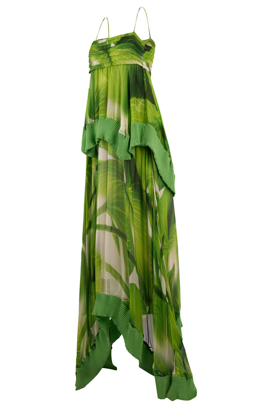 Vintage 2011 Just Cavalli Leaf Print Maxi Dress