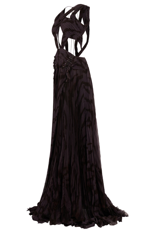 Roberto Cavalli Deep Grey Cut Out Maxi Gown