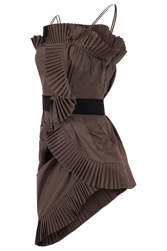 Vintage Christian Dior 2007 Grey Pleated Cocktail Dress