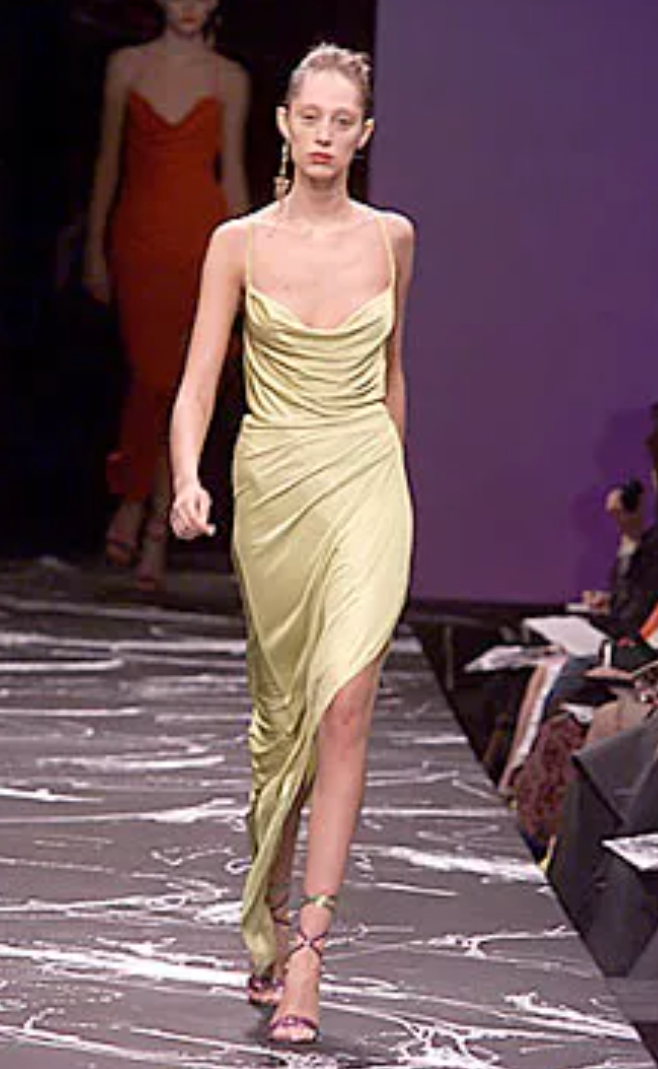 Emmanuel Ungaro F/W 2000's Chartreuse  Asymmetric Gown