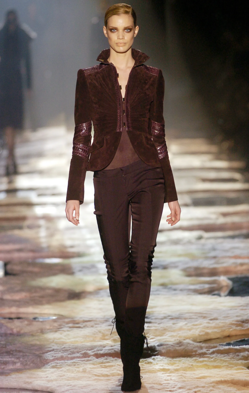 Vintage Gucci A/W 2004 Purple Ruched Silk Trousers