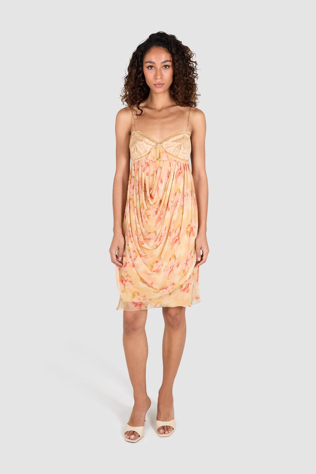 Vintage Christian Dior F/W 2005 Silk Floral Draped Dress