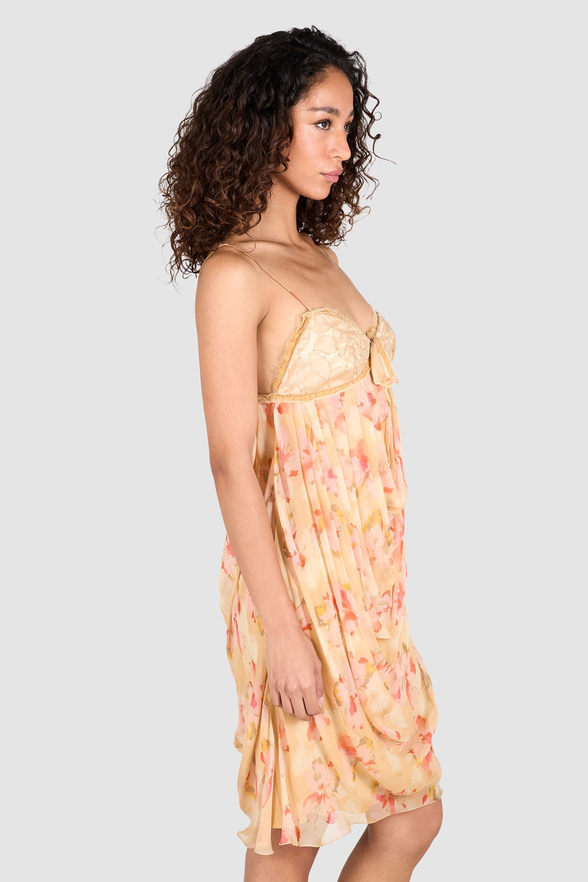 Vintage Christian Dior F/W 2005 Silk Floral Draped Dress