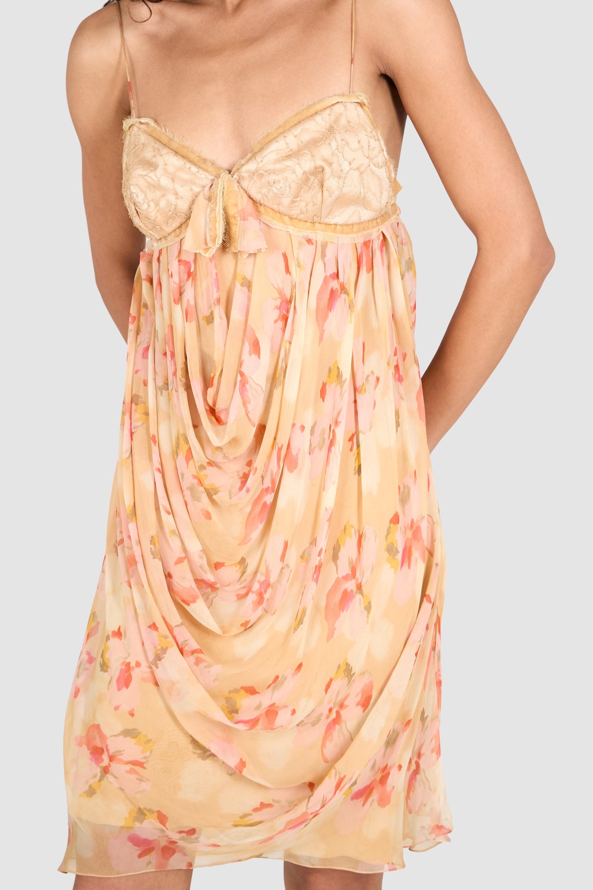 Vintage Christian Dior F/W 2005 Silk Floral Draped Dress