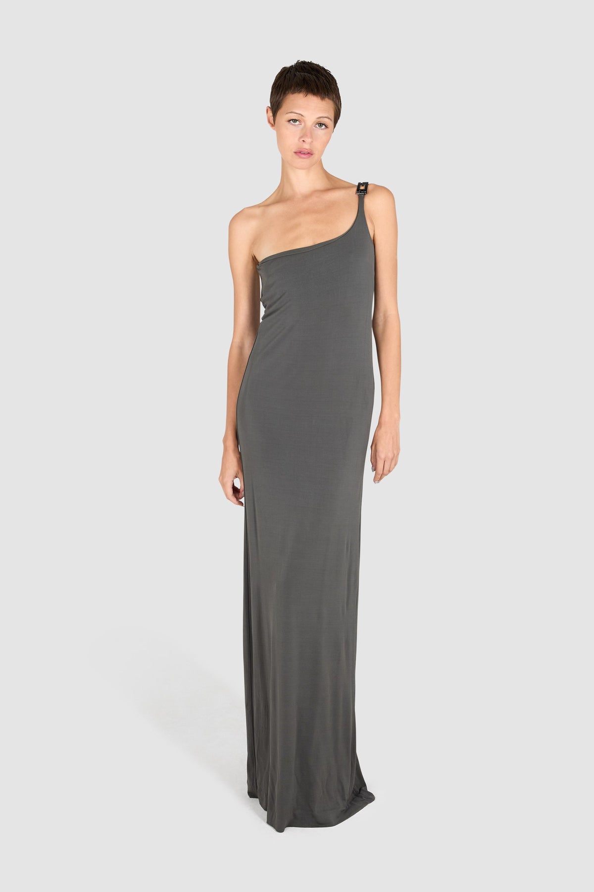Vintage Gucci 1998 Khaki Green One Shoulder Gown