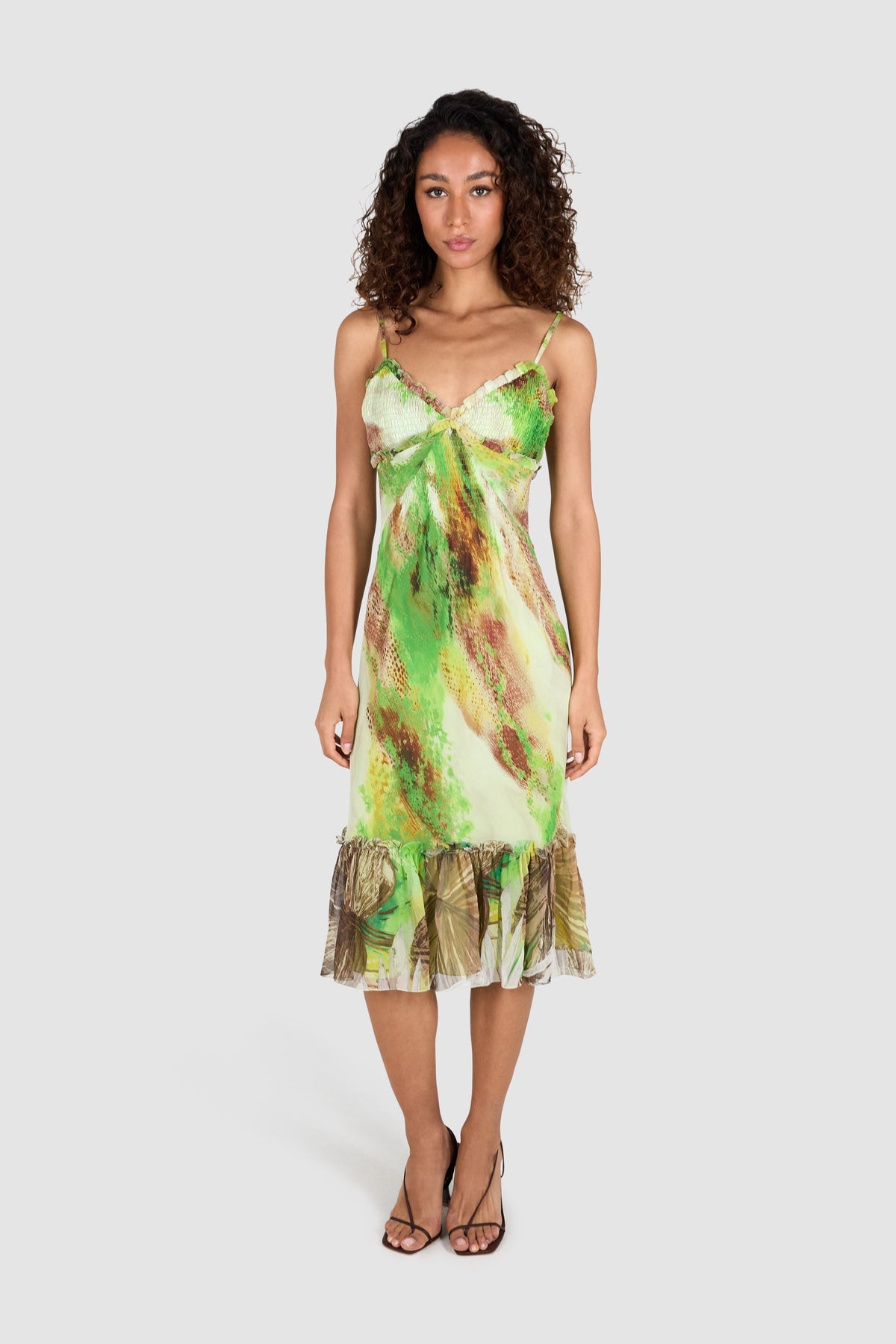 Vintage 1990's Iceberg Green Marble Chiffon Dress