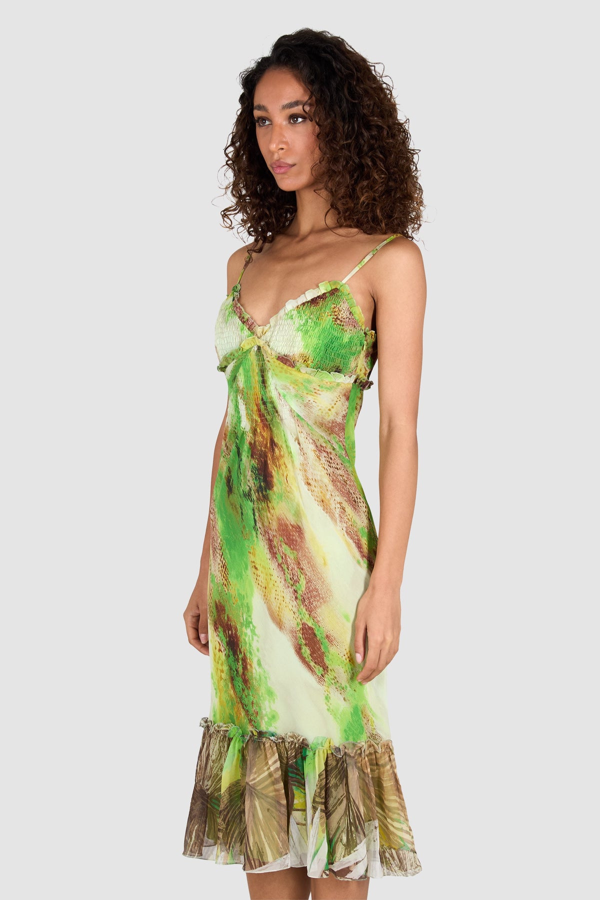 Vintage 1990's Iceberg Green Marble Chiffon Dress