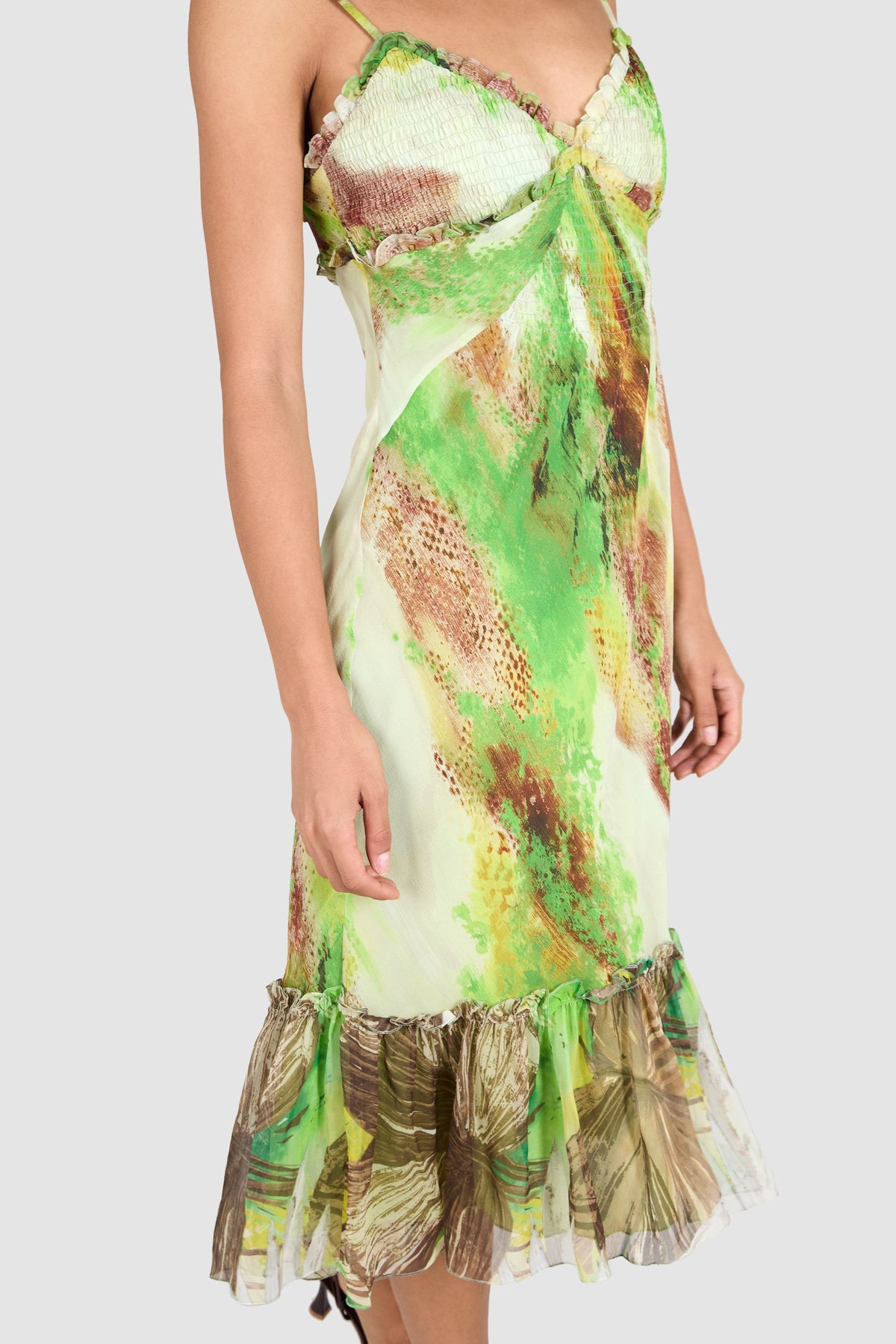 Vintage 1990's Iceberg Green Marble Chiffon Dress
