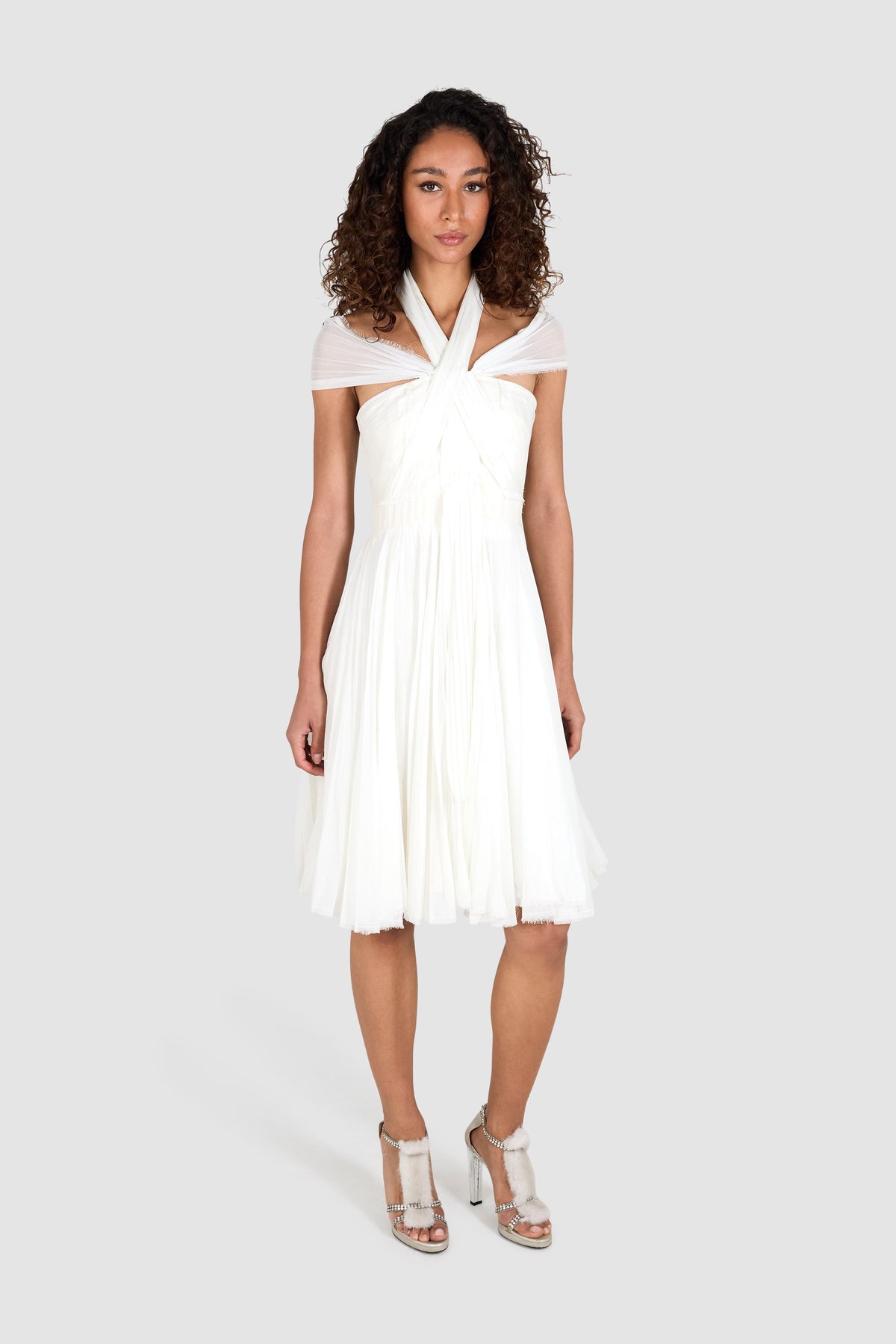 Givenchy White Pleated Dress