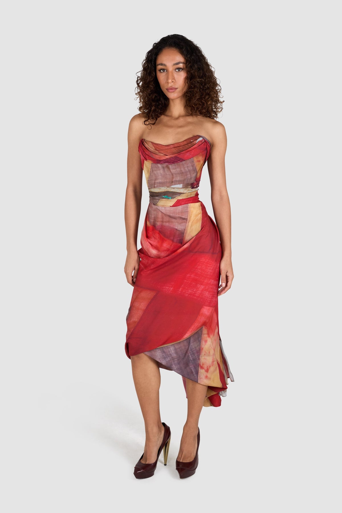 Vivienne Westwood 2012 Queen's Diamond Jubilee Corseted Draped Silk Dress