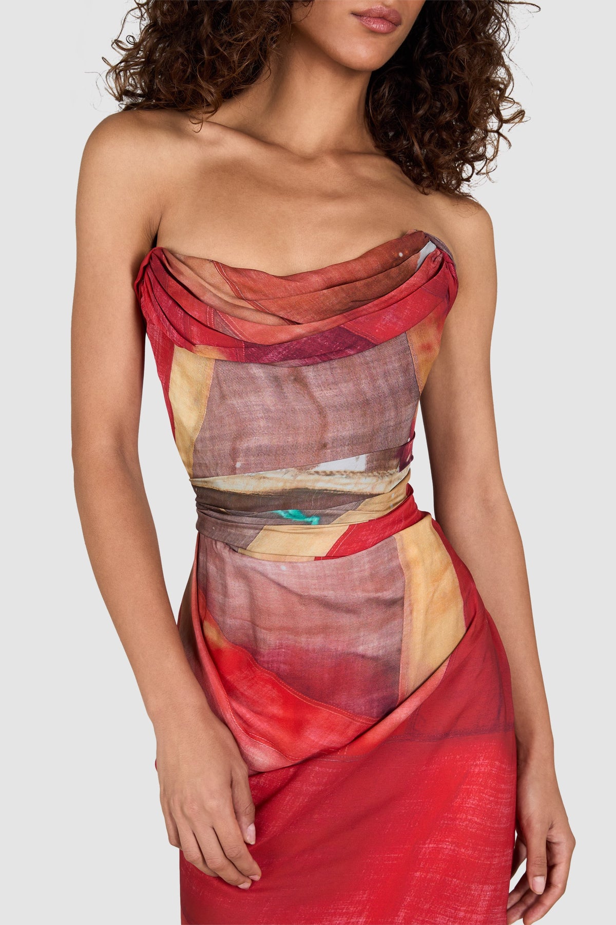 Vivienne Westwood 2012 Queen's Diamond Jubilee Corseted Draped Silk Dress
