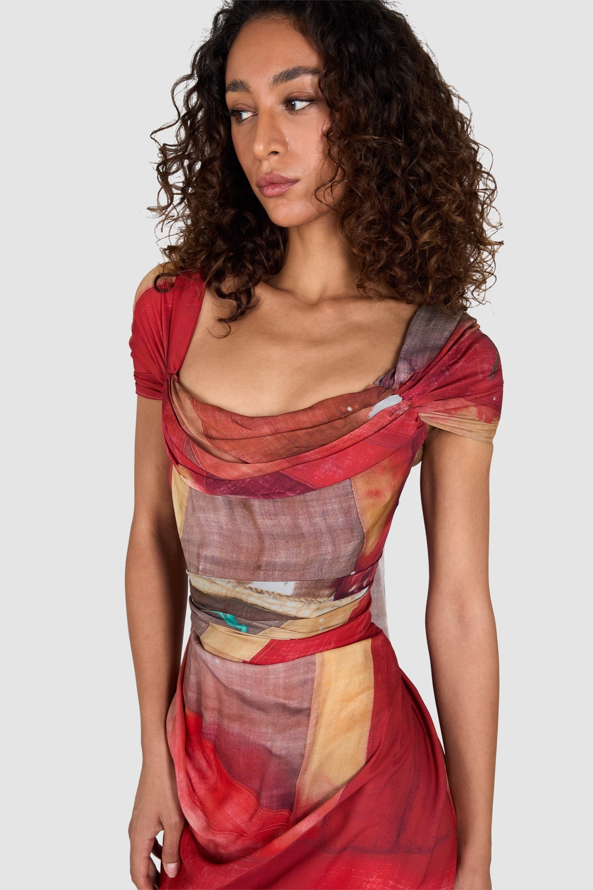 Vivienne Westwood 2012 Queen's Diamond Jubilee Corseted Draped Silk Dress