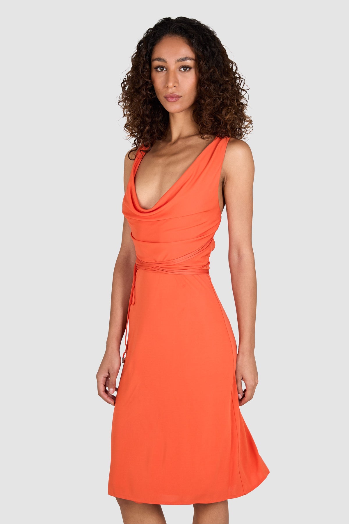 Vintage Versace 1990 Orange Multi Straps Midi Dress