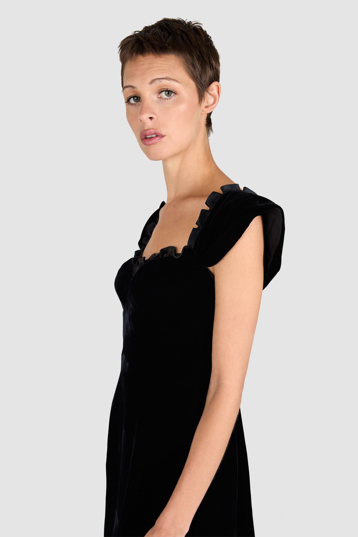 Vintage 1990's Giorgio Armani Black Velvet Babydoll Dress