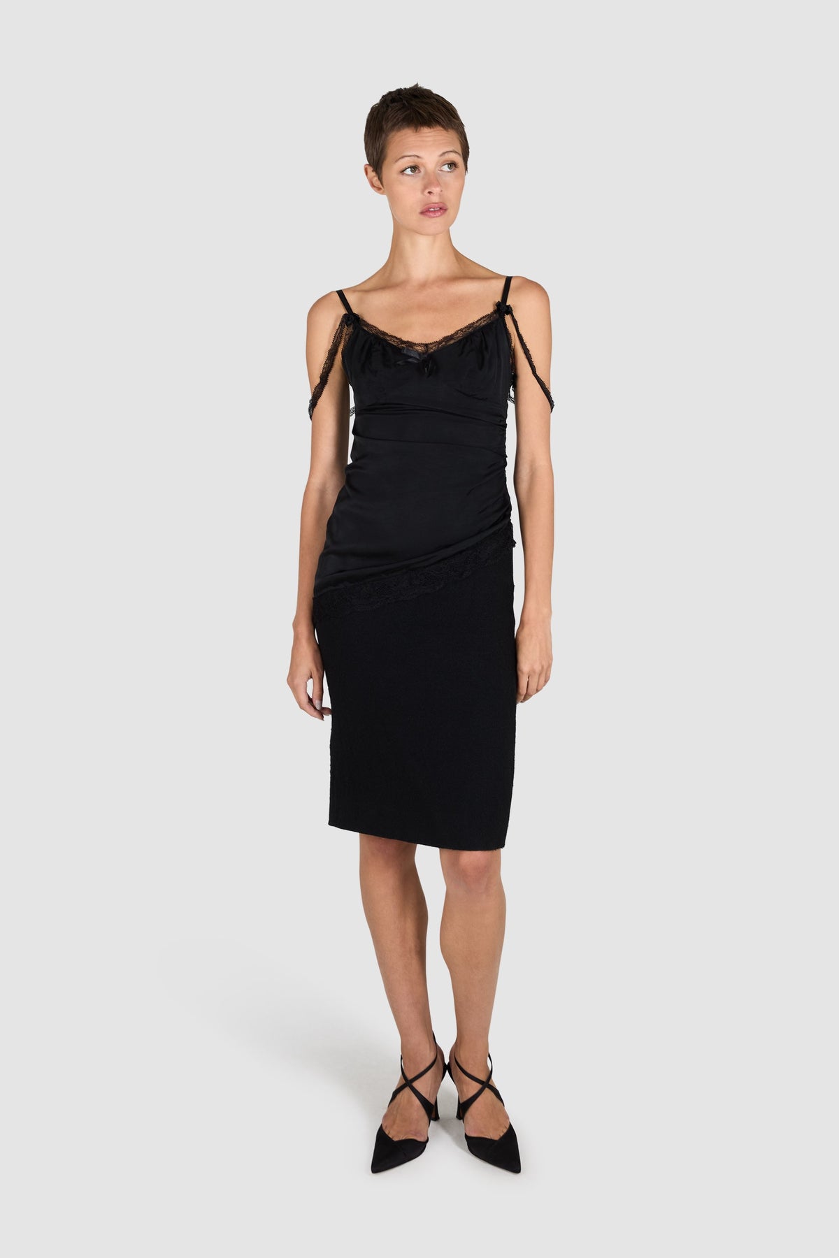 Vintage 1990's Moschino Black Lace Wool Dress