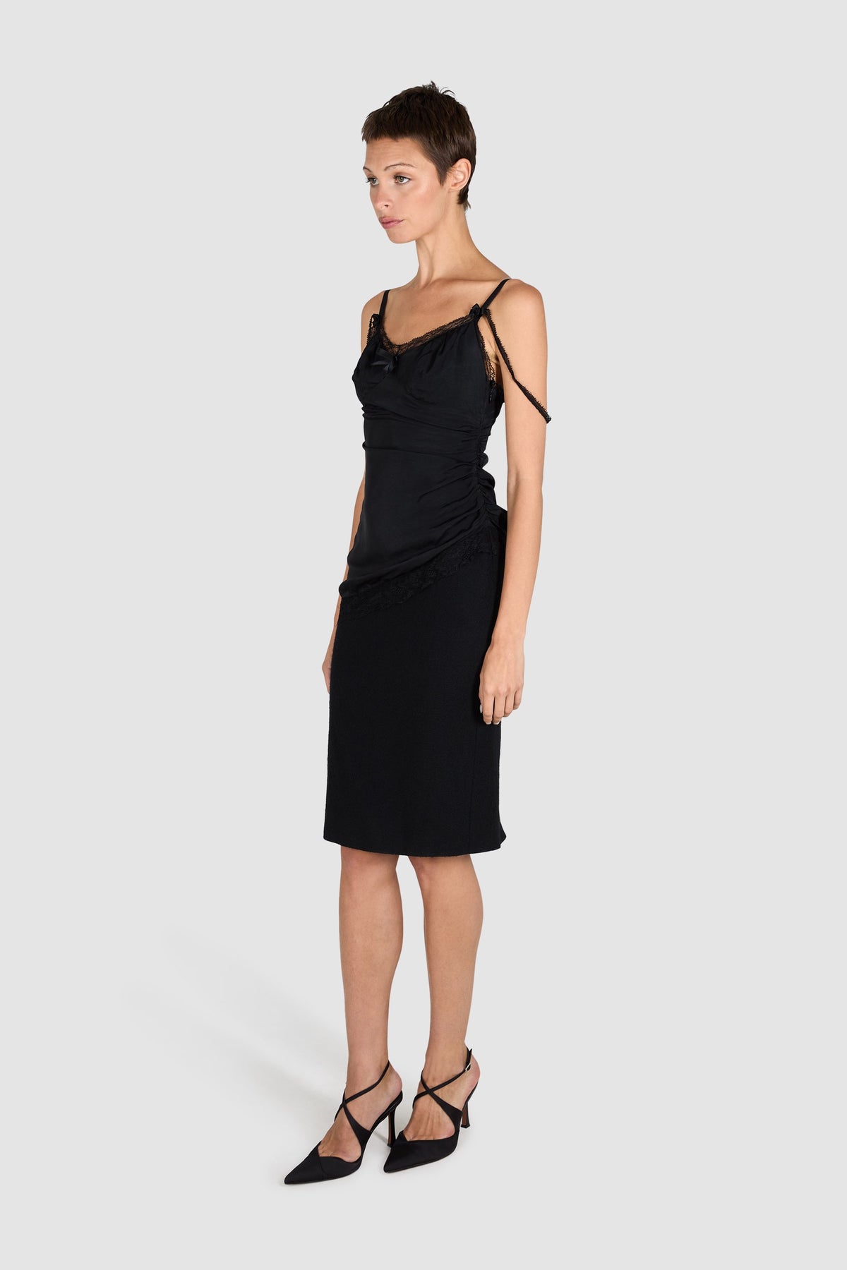 Vintage 1990's Moschino Black Lace Wool Dress