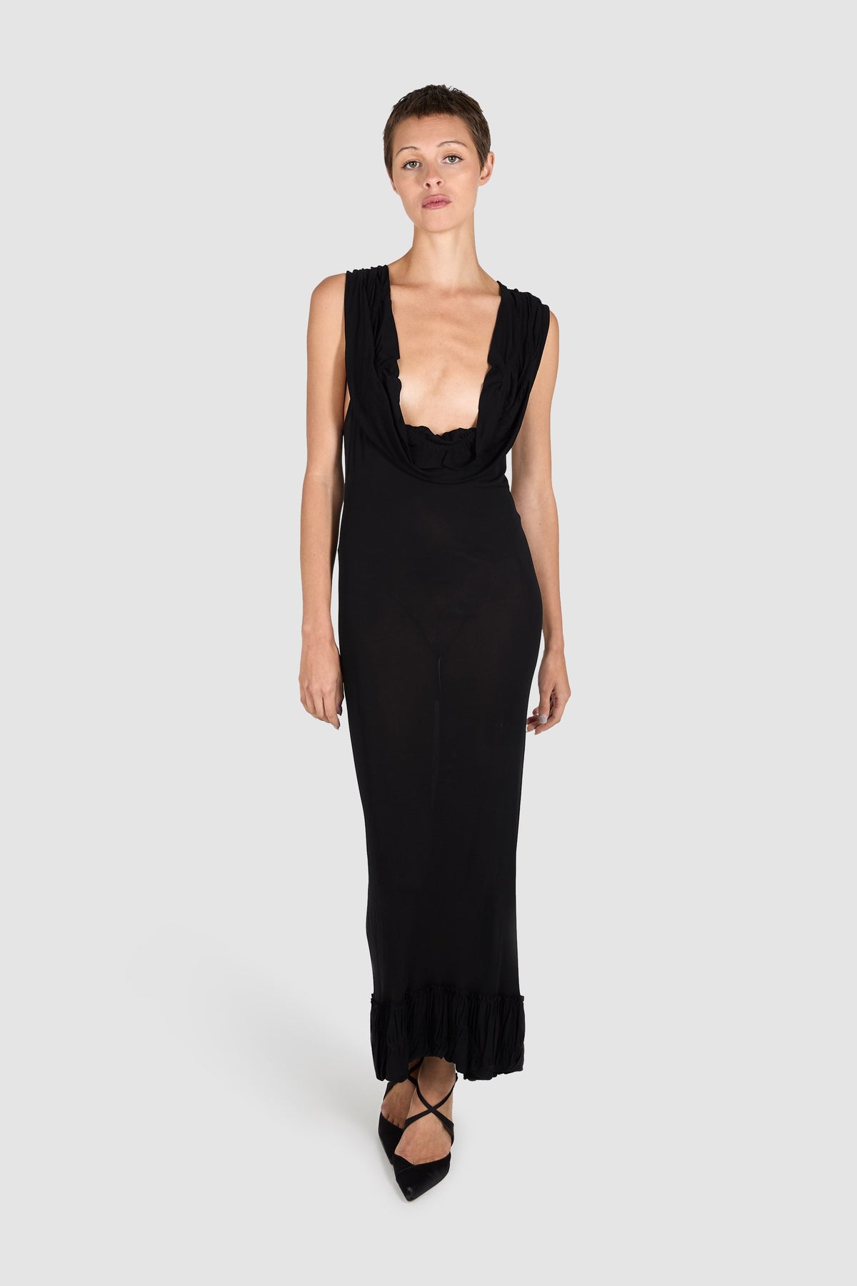 Vintage Yves Saint Laurent F/W 2002 Black Plunge Dress