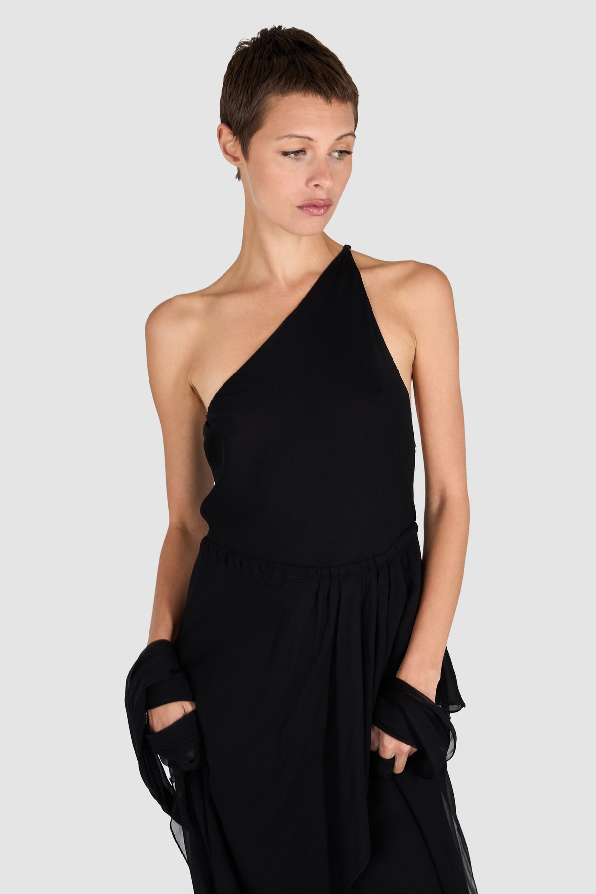 Vintage 1970's Halston black Silk Dress