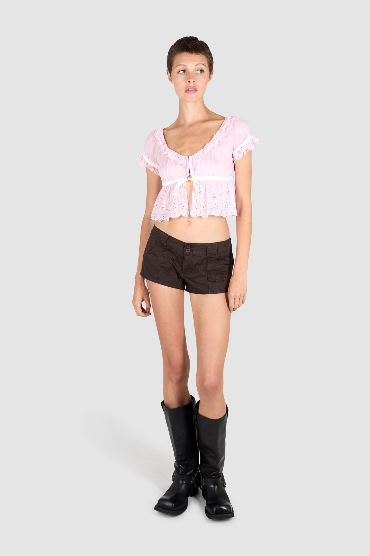 Vintage Anna Sui Pink Milkmaid Crop Top