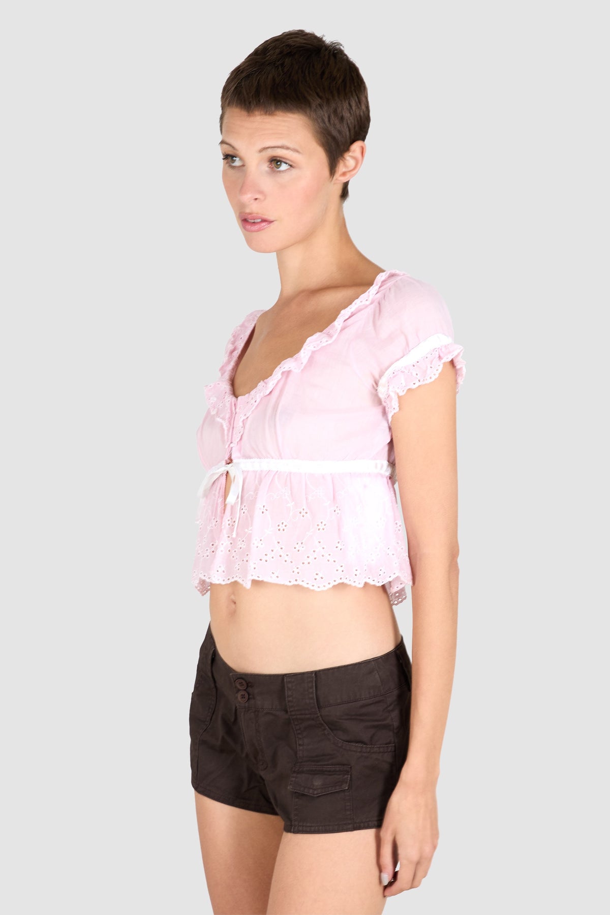 Vintage Anna Sui Pink Milkmaid Crop Top