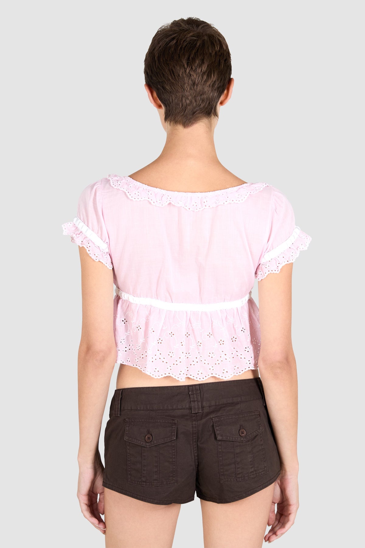 Vintage Anna Sui Pink Milkmaid Crop Top