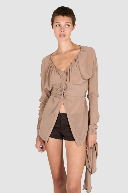Vintage Gucci S/S 2003 Nude Tie-Up Blouse
