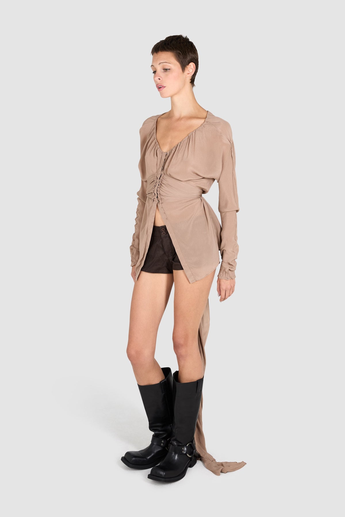 Vintage Gucci S/S 2003 Nude Tie-Up Blouse